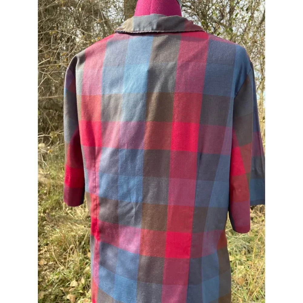 Vintage 1970s Button Front Shirt Dress Plaid Hob Nobber Size Large - Picture 12 of 15